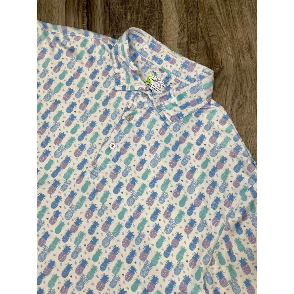 Tailorbyrd Men's Medium Multicolor Pineapple Print Ultra Soft Golf Polo Shirt
